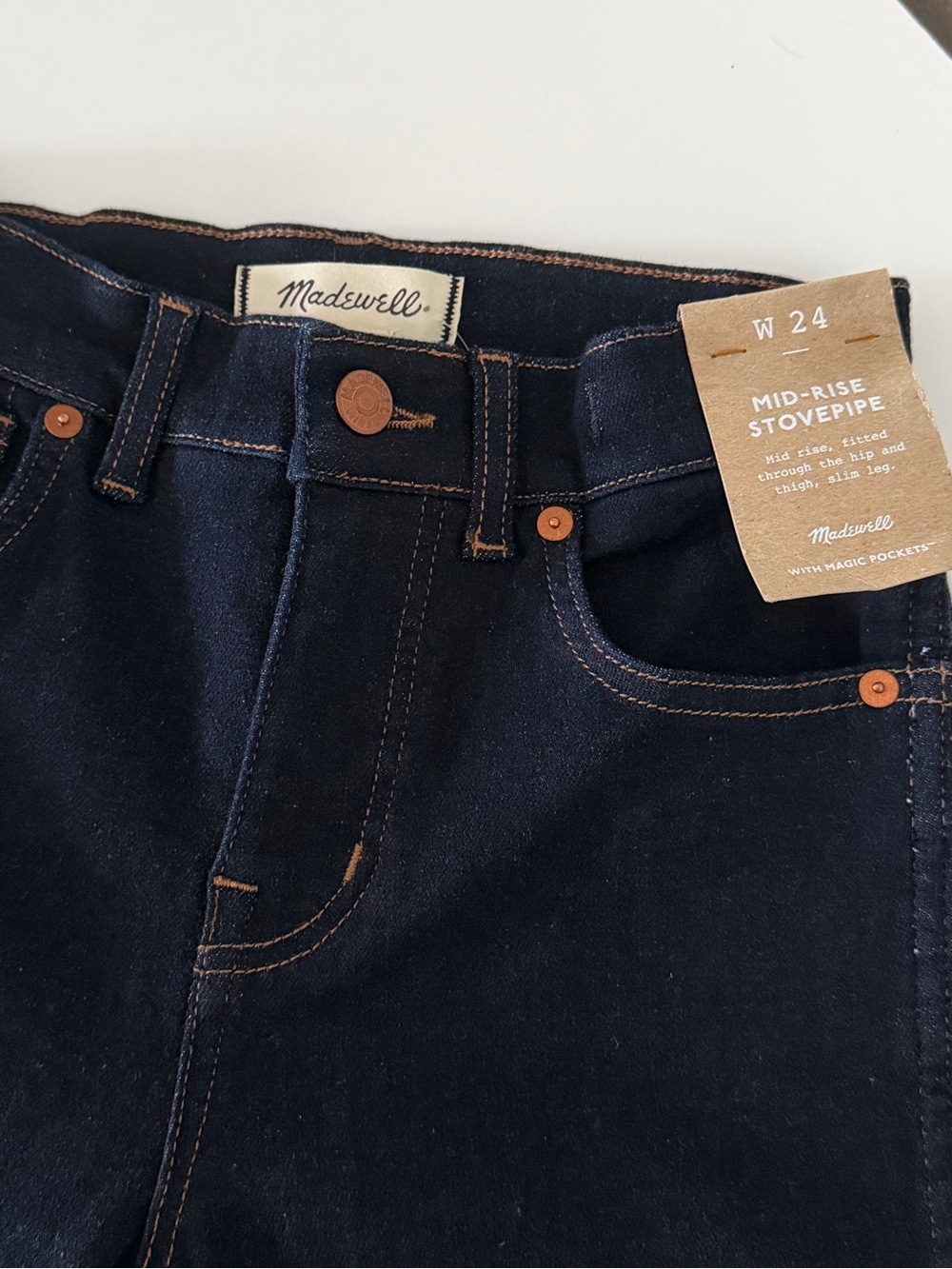 Madewell Dark Indigo High-Rise Stovepipe Jeans